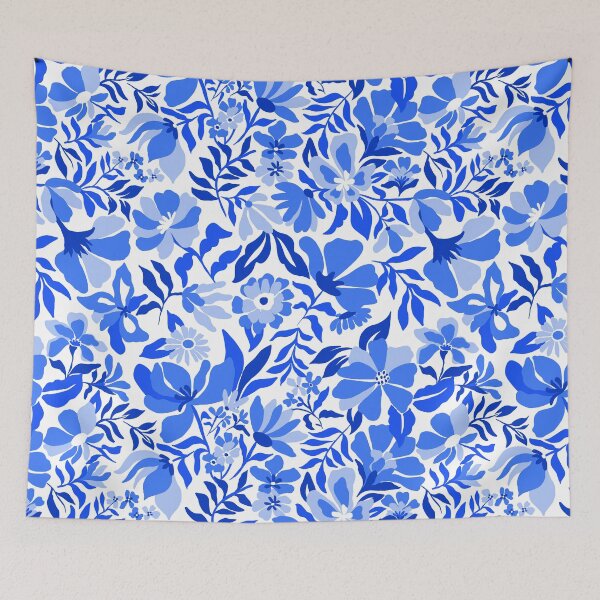Item preview, Tropical Floral Hero Blue designed and sold by Fabricatemyart.