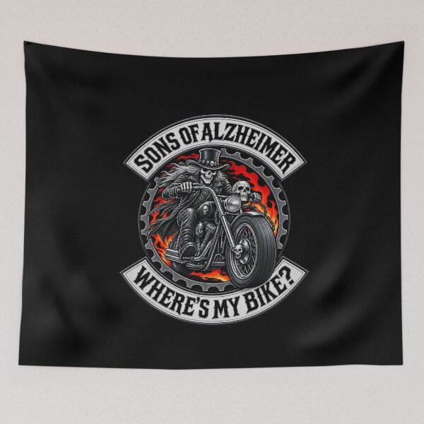 Item preview, Skeleton Biker Sons Of Alzheimer Wheres My Bike designed and sold by elderberry.