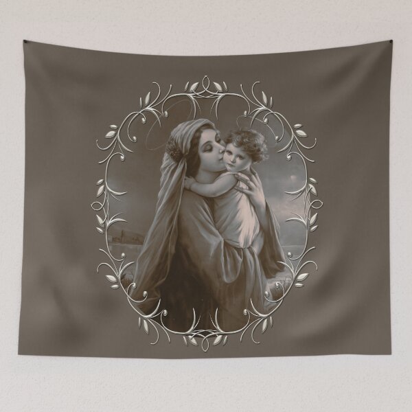 Item preview, Vintage Madonna and Child with Silver Frame designed and sold by homemadecreate.