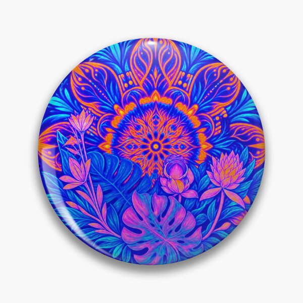 Item preview, Glowing Lotus Mandala – Neon Tropical Leaves  designed and sold by DRABaBdesign.