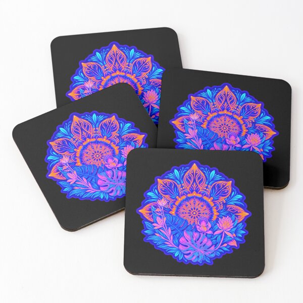 Item preview, Glowing Lotus Mandala – Neon Tropical Leaves  designed and sold by DRABaBdesign.