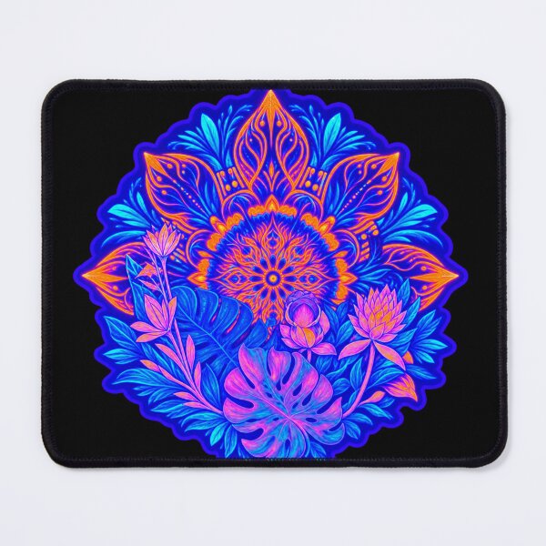 Item preview, Glowing Lotus Mandala – Neon Tropical Leaves designed and sold by DRABaBdesign.