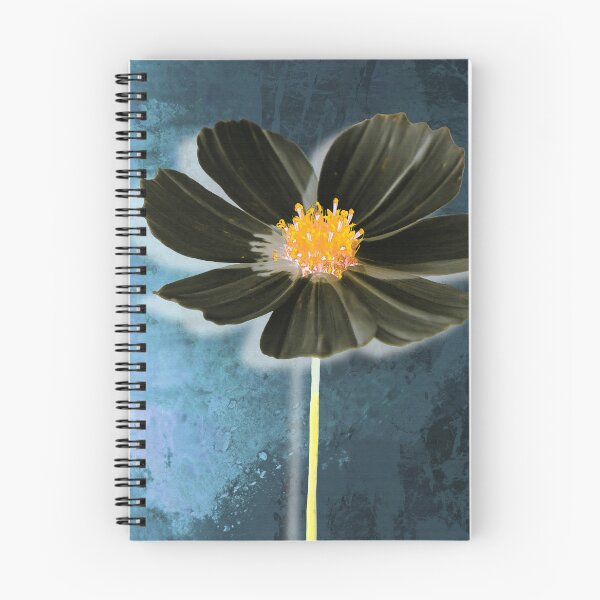 Item preview, Deep Black Cosmos Flower Botanical Blue Floral Art designed and sold by Sharon Cummings Art.