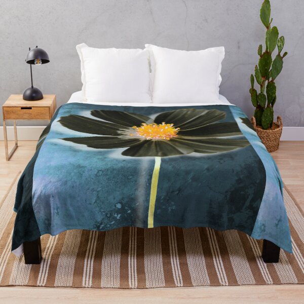 Item preview, Deep Black Cosmos Flower Botanical Blue Floral Art designed and sold by Sharon Cummings Art.