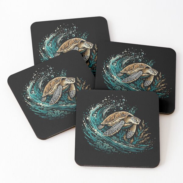 Item preview, Ocean Turtle Riding A Wave Retro Coastal Adventure designed and sold by Moizento.