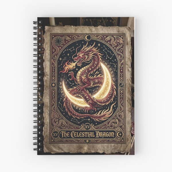 Item preview, The Celestial Dragon Gold Leaf Vintage Tarot Card Art designed and sold by RetroVibe Supply.