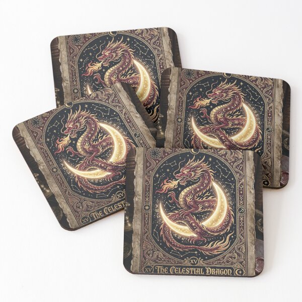 Item preview, The Celestial Dragon Gold Leaf Vintage Tarot Card Art designed and sold by RetroVibe Supply.