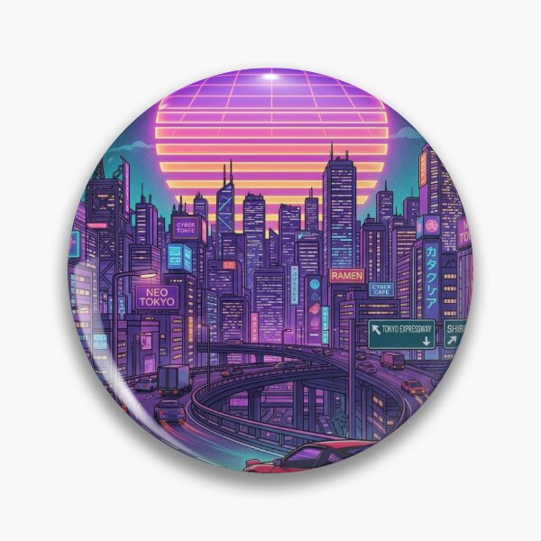 Item preview, 80s Retro Synthwave Tokyo Highway Skyline Cyberpunk Art designed and sold by RetroVibe Supply.