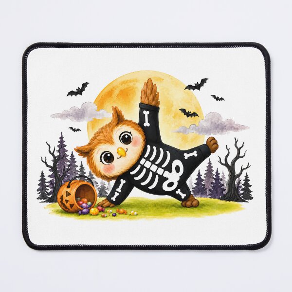 Item preview, Halloween Yoga Owl in Advanced Side Plank – Cute Skeleton Costume designed and sold by YogiAnimalArt.