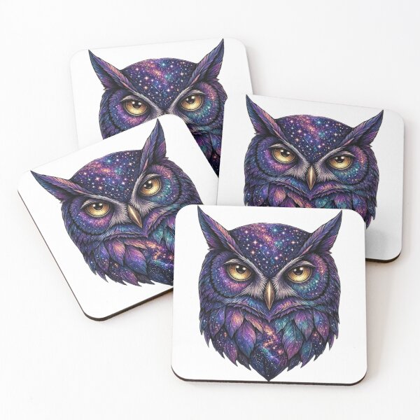 Item preview, Cosmic Owl Illustration, Galaxy Night Art designed and sold by gkhanco.