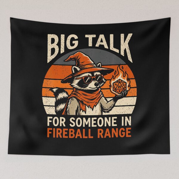 Item preview, Big Talk For Someone In Fireball Range Raccoon Wizard Humor designed and sold by Fereskabilon.