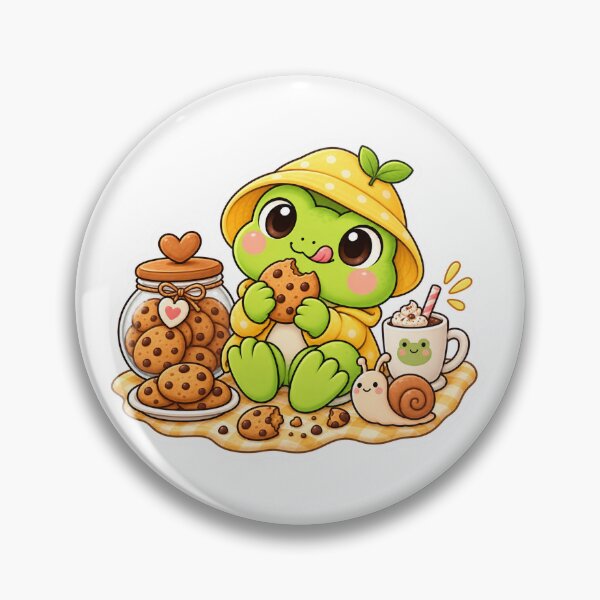Artikelvorschau, Ein süßer Frosch genießt Kekse und heiße Schokolade. entworfen und verkauft von CHERRY--SHOP.