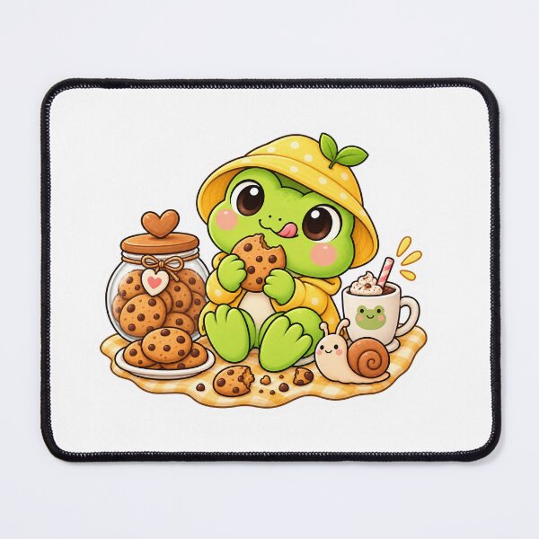 Item preview, Cute Frog Enjoying Cookies and Hot Chocolate designed and sold by CHERRY--SHOP.