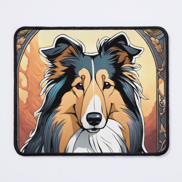 Item preview, Stained Glass Rough Collie with Autumn Roses designed and sold by pinkal.