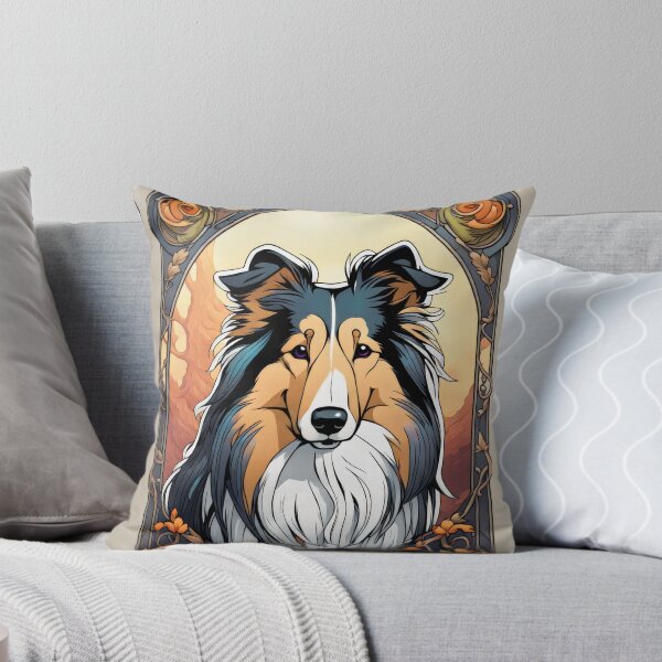 Item preview, Stained Glass Rough Collie with Autumn Roses  designed and sold by pinkal.
