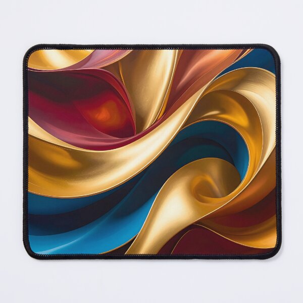 Item preview, Abstract Flowing Gold Red Blue Wave Artwork designed and sold by BetweenForms.