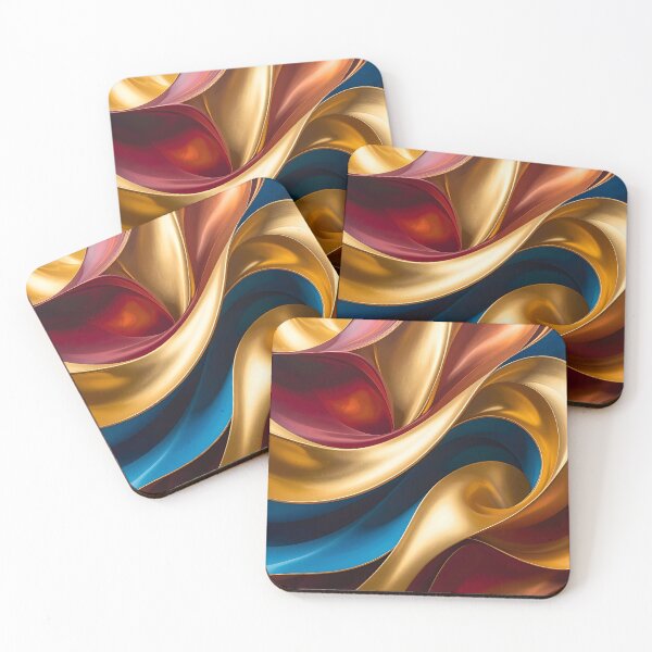 Item preview, Abstract Flowing Gold Red Blue Wave Artwork designed and sold by BetweenForms.