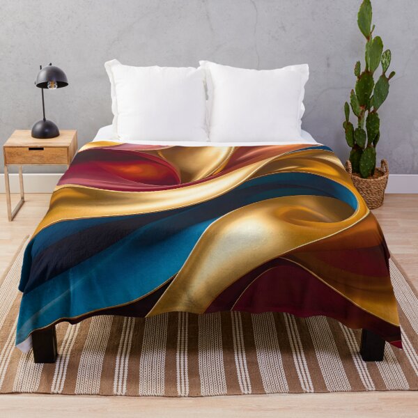 Item preview, Abstract Flowing Gold Red Blue Wave Artwork designed and sold by BetweenForms.