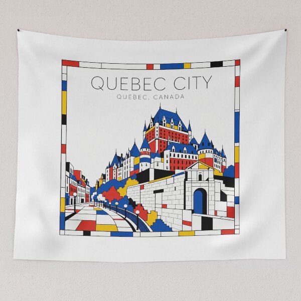 Item preview, Quebec City Mondrian style poster 3D designed and sold by CMYKStudio.