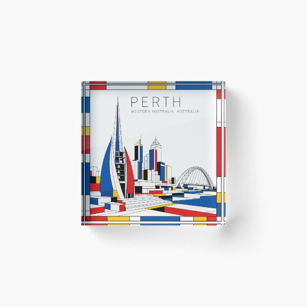 Item preview, Perth Mondrian style poster 3D designed and sold by CMYKStudio.