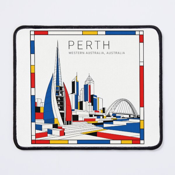 Item preview, Perth Mondrian style poster 3D designed and sold by CMYKStudio.