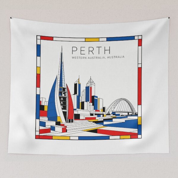 Item preview, Perth Mondrian style poster 3D designed and sold by CMYKStudio.