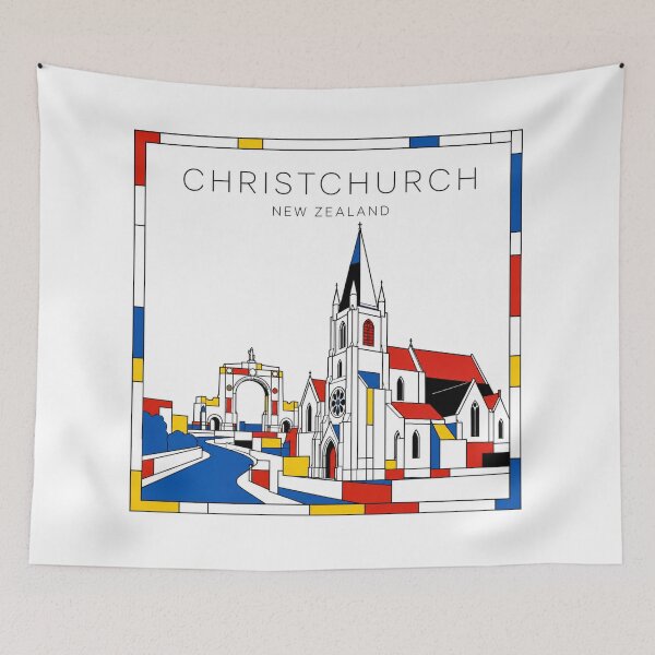 Item preview, Christchurch Mondrian style poster 3D designed and sold by CMYKStudio.