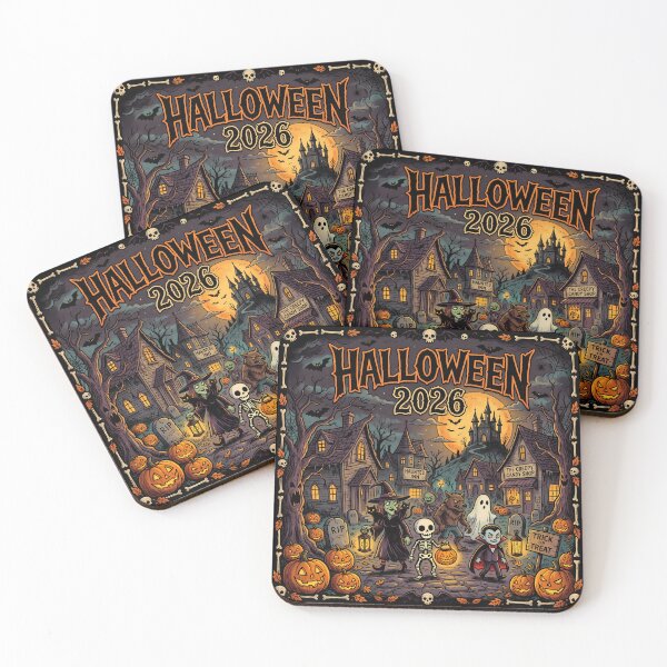 Item preview, Halloween 2026 Cute Cartoon Witch Skeleton Haunted Inn Design designed and sold by DarkOriginArts.