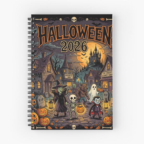 Item preview, Halloween 2026 Cute Cartoon Witch Skeleton Haunted Inn Design designed and sold by DarkOriginArts.