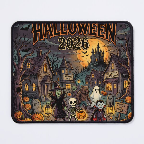 Item preview, Halloween 2026 Cute Cartoon Witch Skeleton Haunted Inn Design designed and sold by DarkOriginArts.