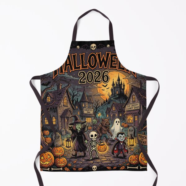 Item preview, Halloween 2026 Cute Cartoon Witch Skeleton Haunted Inn Design designed and sold by DarkOriginArts.