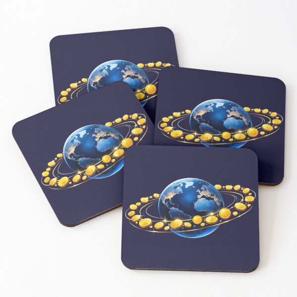 Item preview, Global Wealth Golden Coin Orbit Earth Financial Success Art designed and sold by CreativeArtistL.