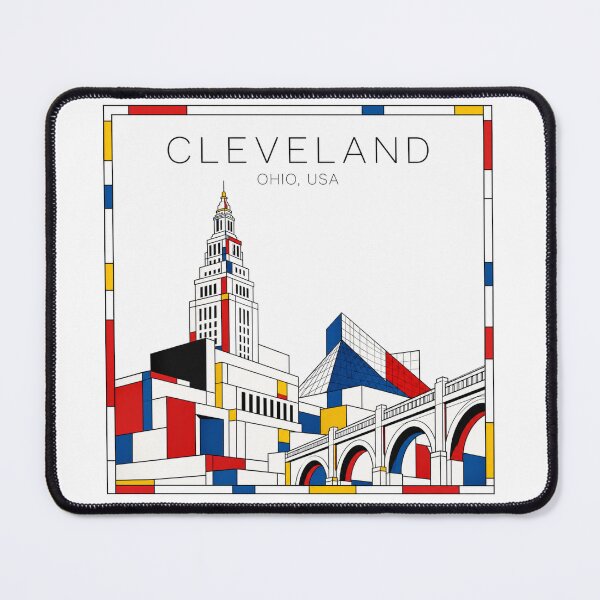 Item preview, Cleveland Mondrian style poster 3D designed and sold by CMYKStudio.