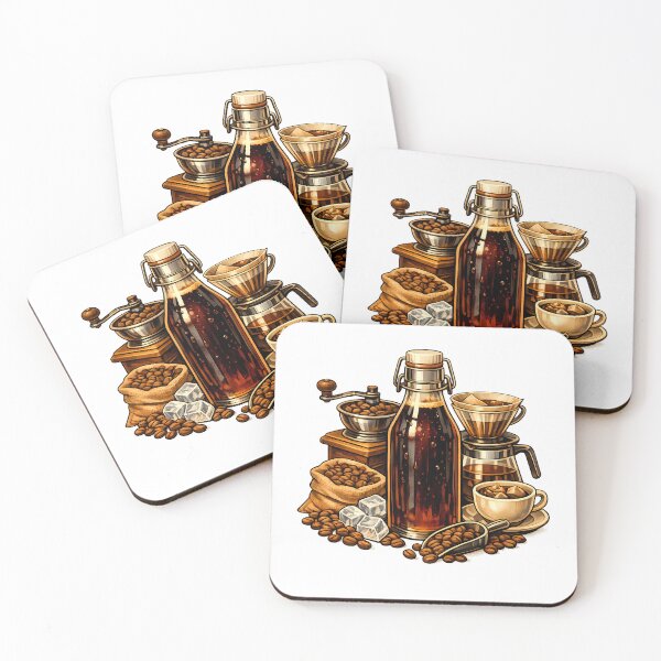 Item preview, Bottle of cold brew coffee with coffee beans designed and sold by Daily Quirk.
