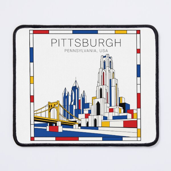 Item preview, Pittsburgh Mondrian style poster 3D designed and sold by CMYKStudio.