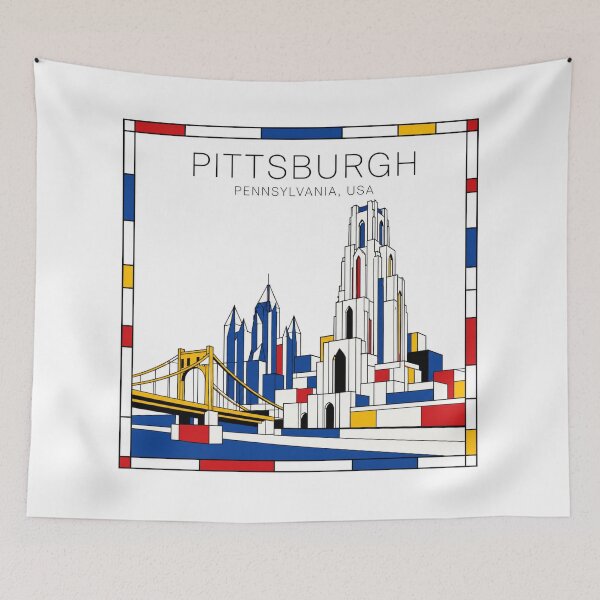 Item preview, Pittsburgh Mondrian style poster 3D designed and sold by CMYKStudio.