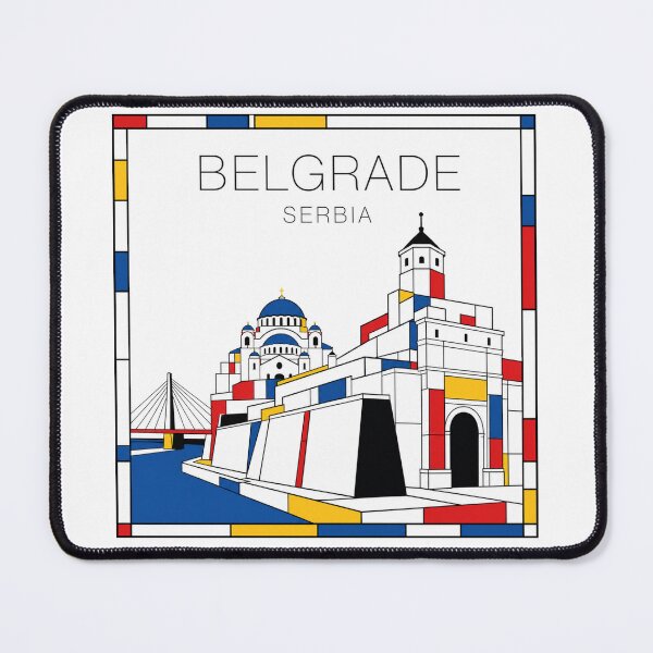 Item preview, Belgrade Mondrian style poster 3D designed and sold by CMYKStudio.