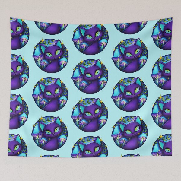 Item preview, Midnight Feline with Fantastic Fungi designed and sold by mcrow-creations.