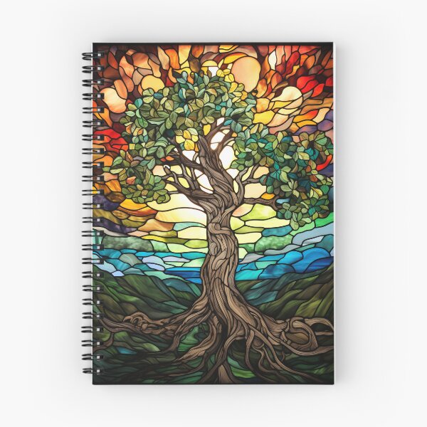 Item preview, Stained Glass Tree of Life Landscape in Vibrant Autumn Colors  designed and sold by pinkal.