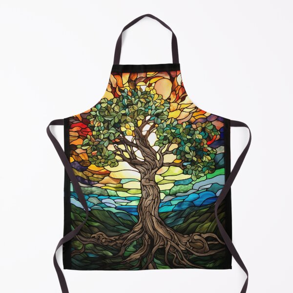 Item preview, Stained Glass Tree of Life Landscape in Vibrant Autumn Colors  designed and sold by pinkal.