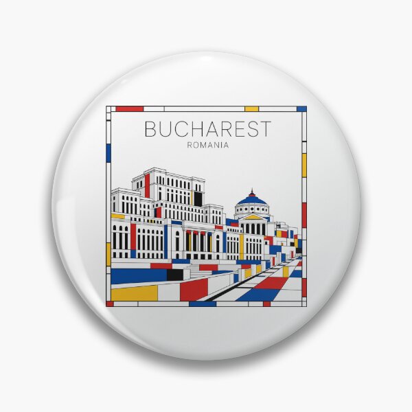 Item preview, Bucharest Mondrian style poster 3D designed and sold by CMYKStudio.