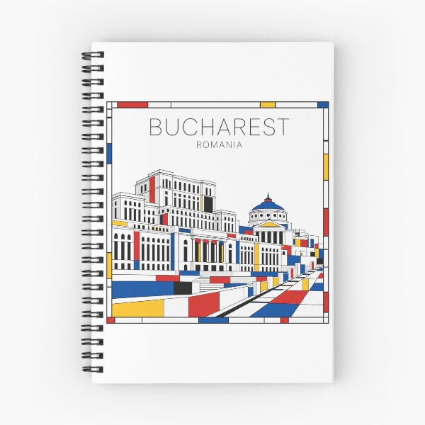 Item preview, Bucharest Mondrian style poster 3D designed and sold by CMYKStudio.