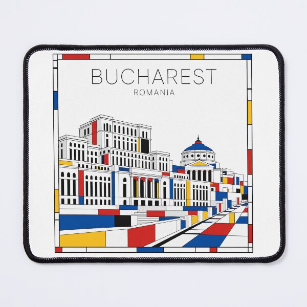 Item preview, Bucharest Mondrian style poster 3D designed and sold by CMYKStudio.
