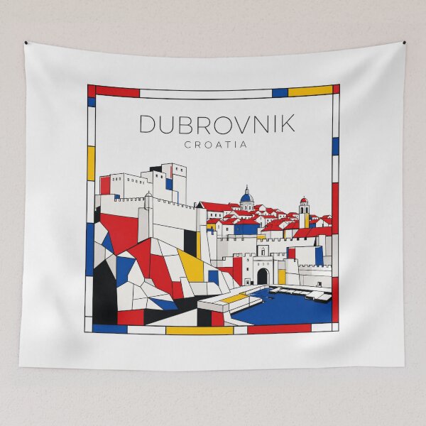 Item preview, Dubrovnik Mondrian style poster 3D designed and sold by CMYKStudio.