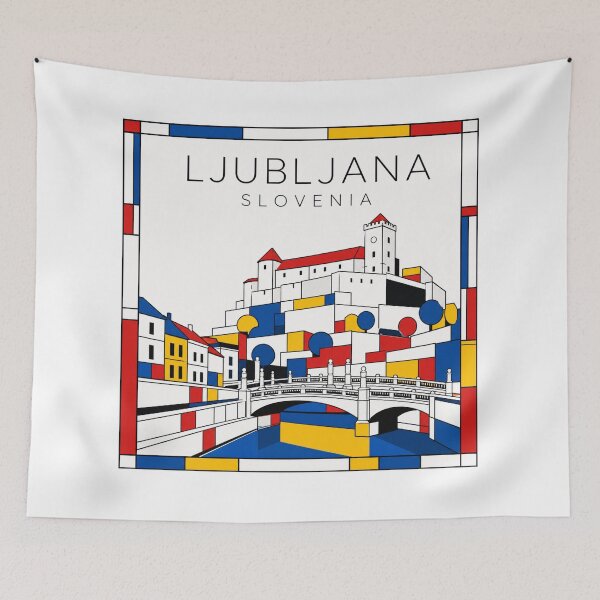 Item preview, Ljubljana Mondrian style poster 3D designed and sold by CMYKStudio.