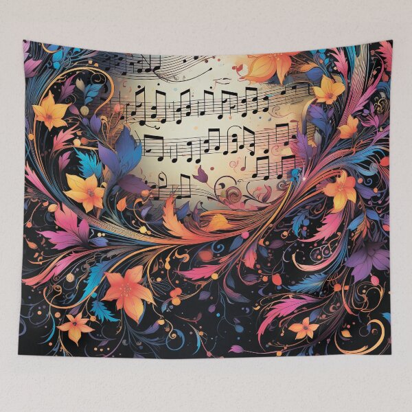 Item preview, Patrón musical. Notas musicales y flores. designed and sold by MagelliShop.