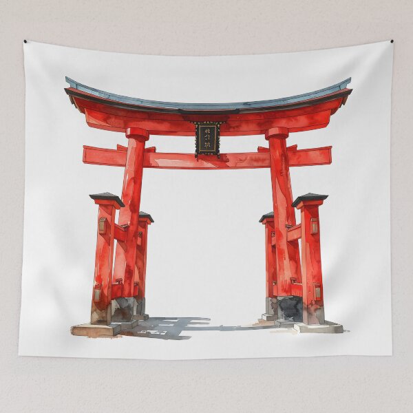 Item preview, Red Torii Gate in Misty Bamboo Forest designed and sold by BetweenForms.
