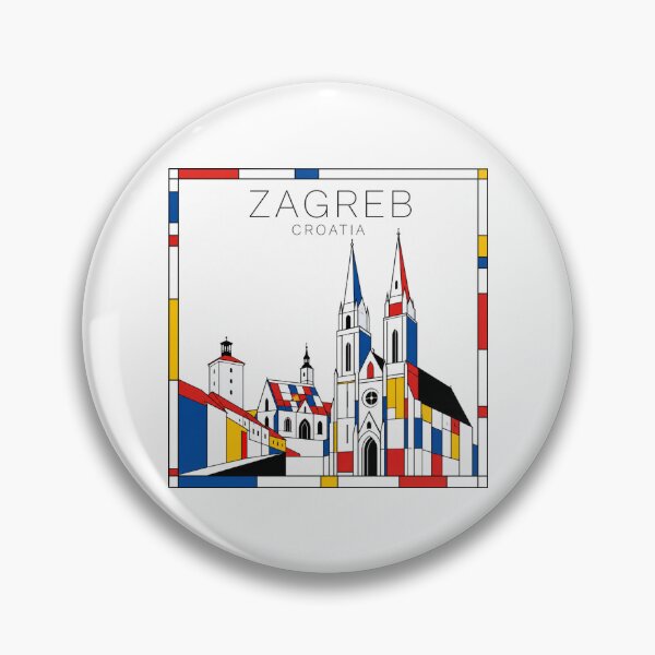 Item preview, Zagreb Mondrian style poster 3D designed and sold by CMYKStudio.