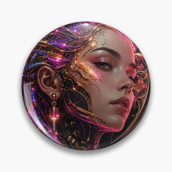 Item preview, Emperatriz Floral Neón: Retrato de la Diosa Botánica Cyberpunk designed and sold by Ink-verse-.