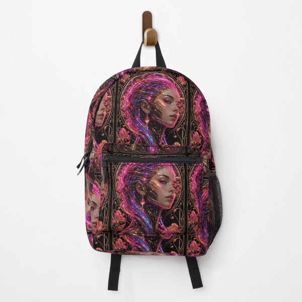 Item preview, Neon Floral Empress: Cyberpunk Botanical Goddess Portrait designed and sold by Ink-verse-.